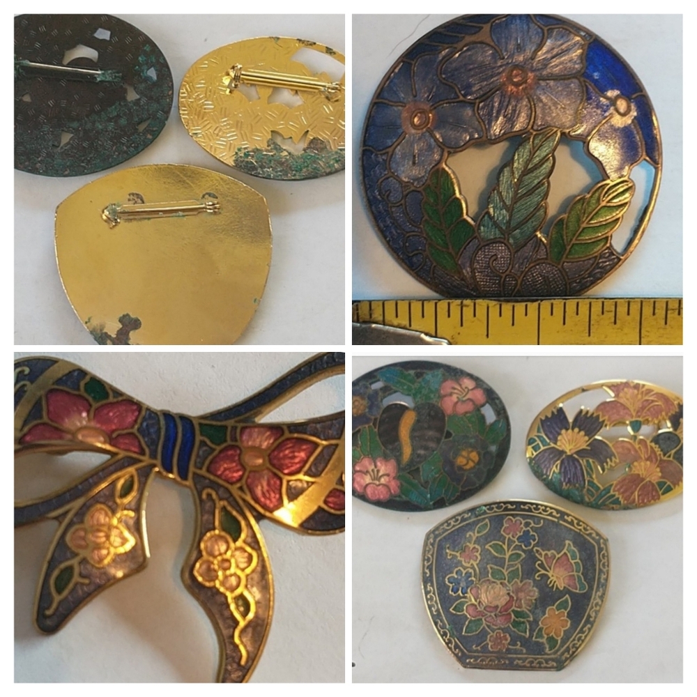 Cloisonne brooch LOT